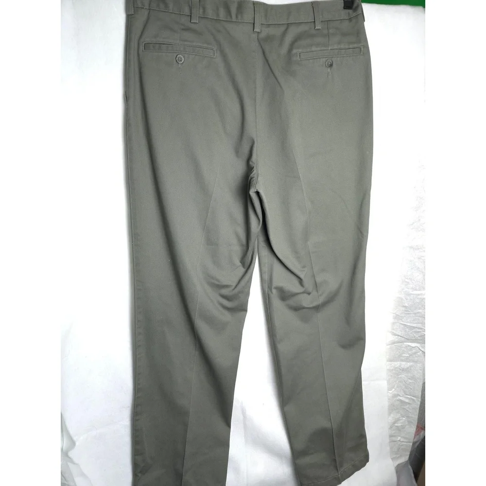 Roundtree & Yorke Mens Green Pleated Front Cotton Pants Trousers Size 36x31 - Picture 4 of 6